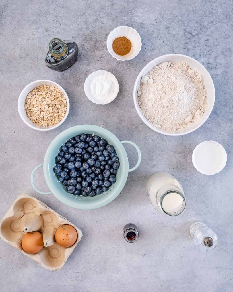 ingredients to make blueberry muffins