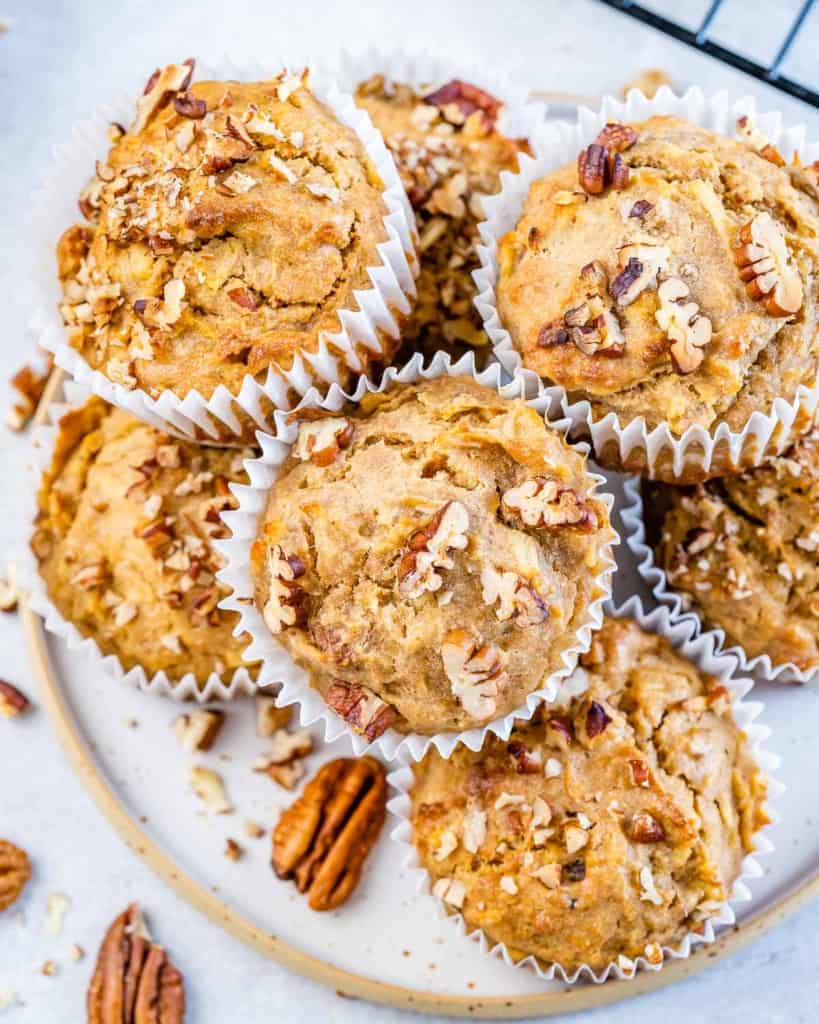 close up of apple muffins on plate