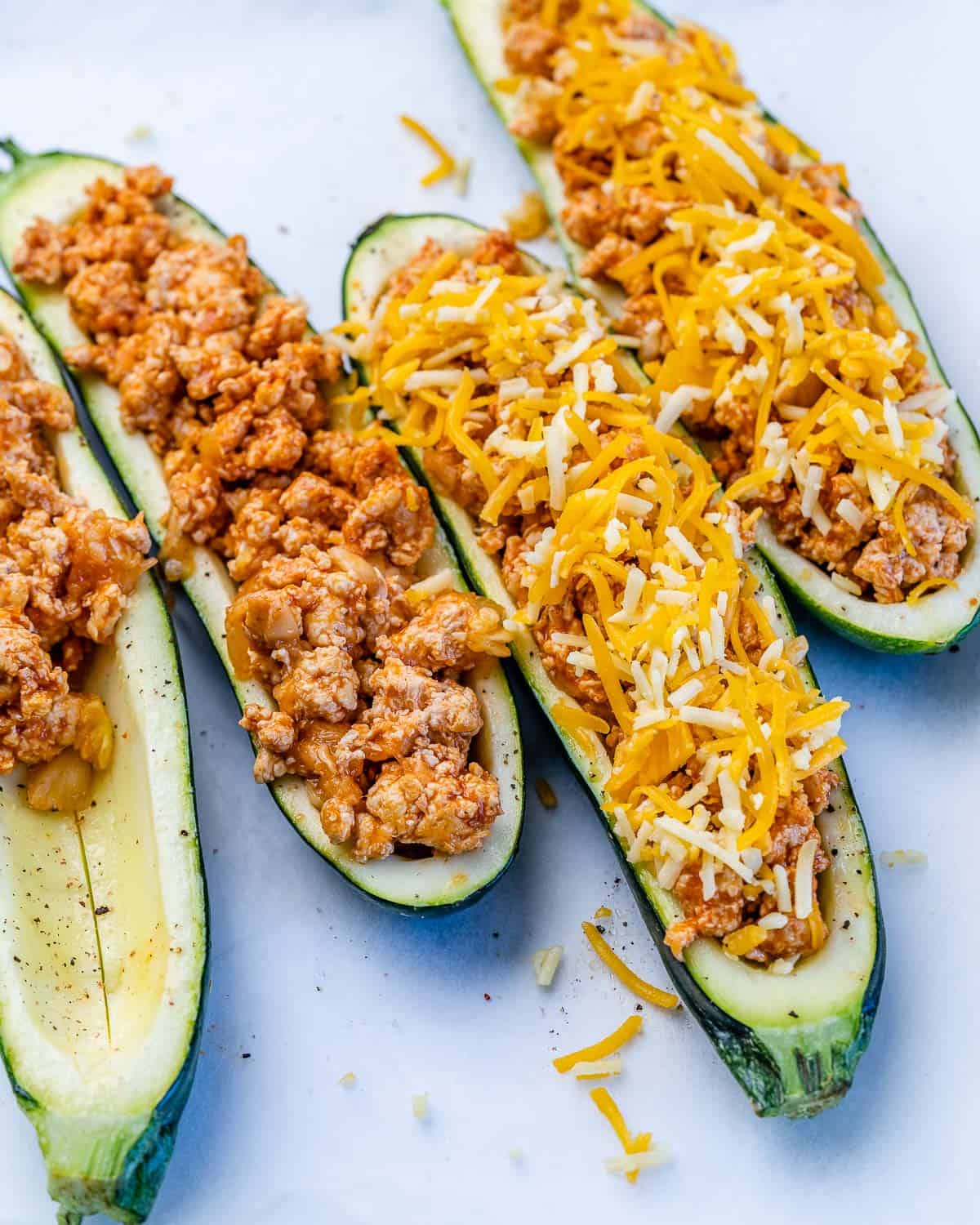 Buffalo Chicken Stuffed Zucchini Boats Healthy Fitness Meals