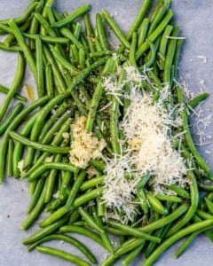 cheese and garlic added over green beans