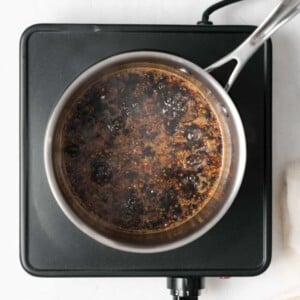 teriyaki sauce cooked in a sauce pan.