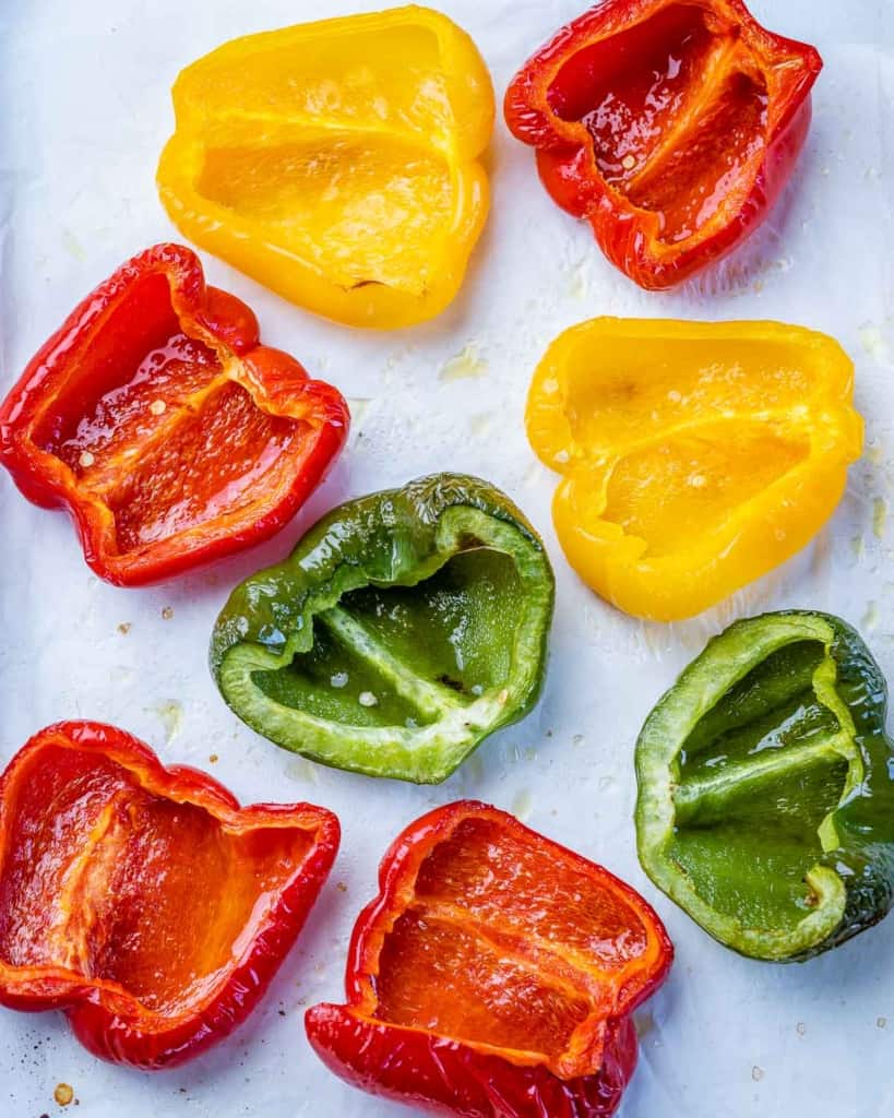 bell peppers sliced in half