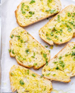olive oil added over slice bread before toasted
