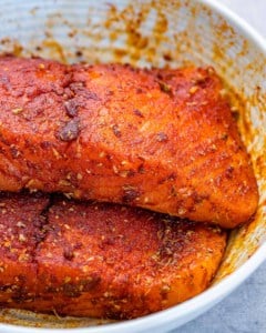 salmon coated in seasoning
