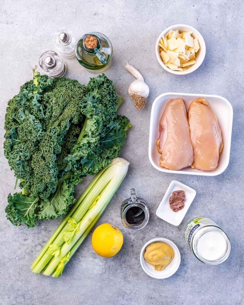 ingredients to make the chicken kale salad 