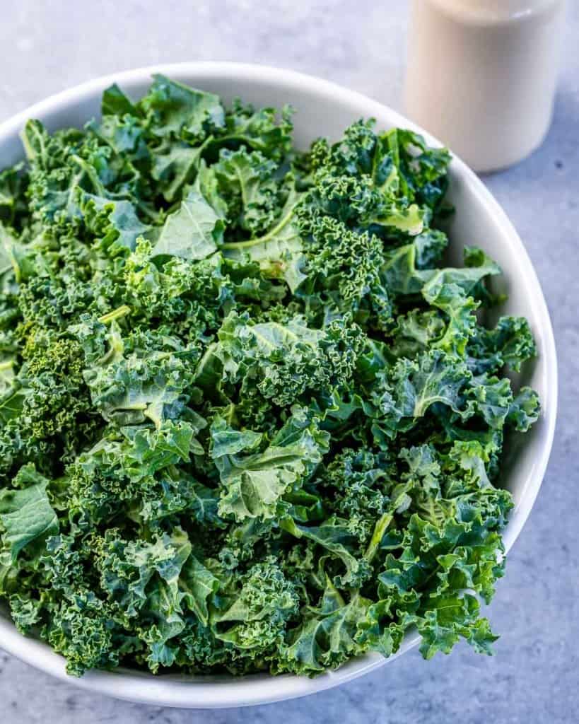 kale leaved in a white bowl 