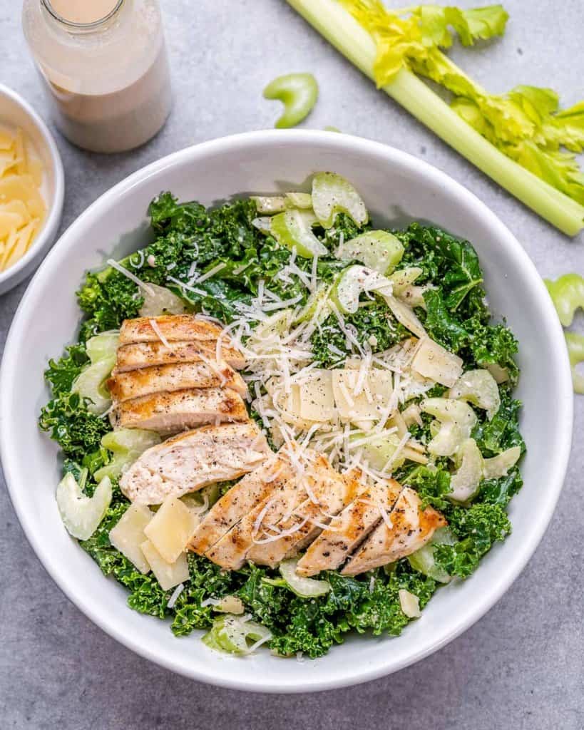 Grilled Chicken Kale Caesar Salad - Healthy Fitness Meals