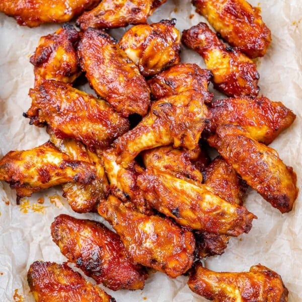 top view wings on a parchment paper