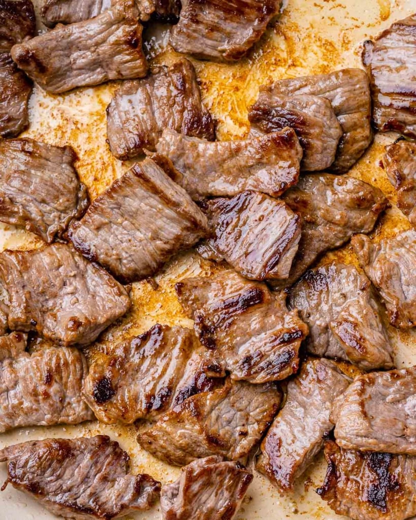 beef bites cooked in oan