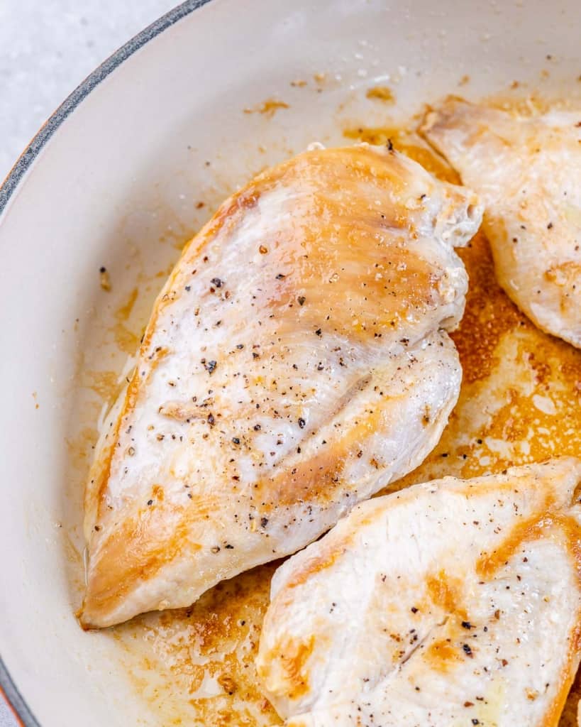 cooked chicken in a skillet