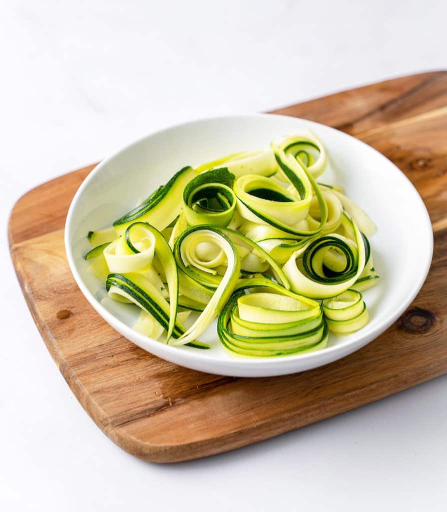 zoodles on a white plate 