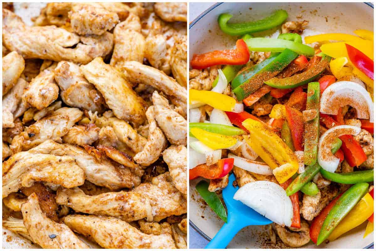 process shot for creamy chicken fajita.