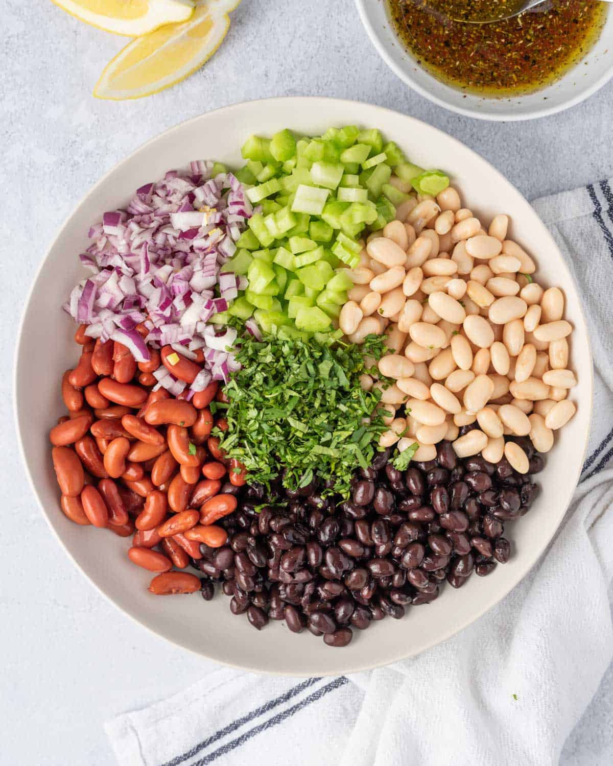 one bowl of three beans salad 