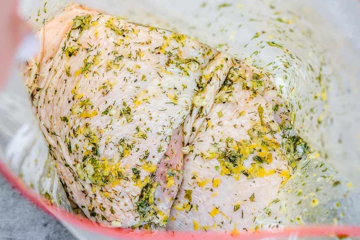 chicken in bag with marinade