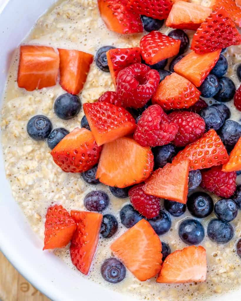 berries added over oatmeal mix 