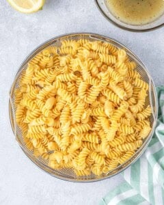 cooked pasta for the pasta salad.
