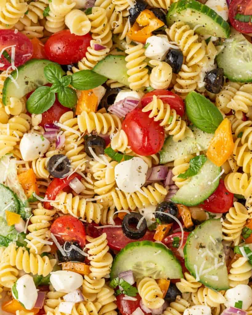 close up italian pasta salad 