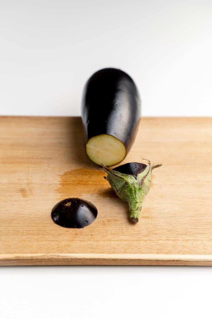 eggplant with stem cut off