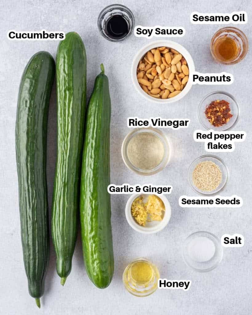 ingredients to make Asian cucumber salad.