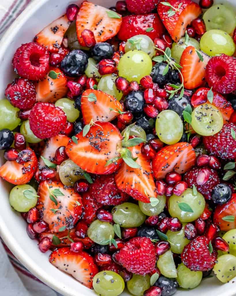 close up fruit salad in a bowl