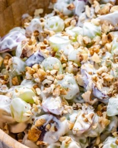 close up grape salad in a bowl