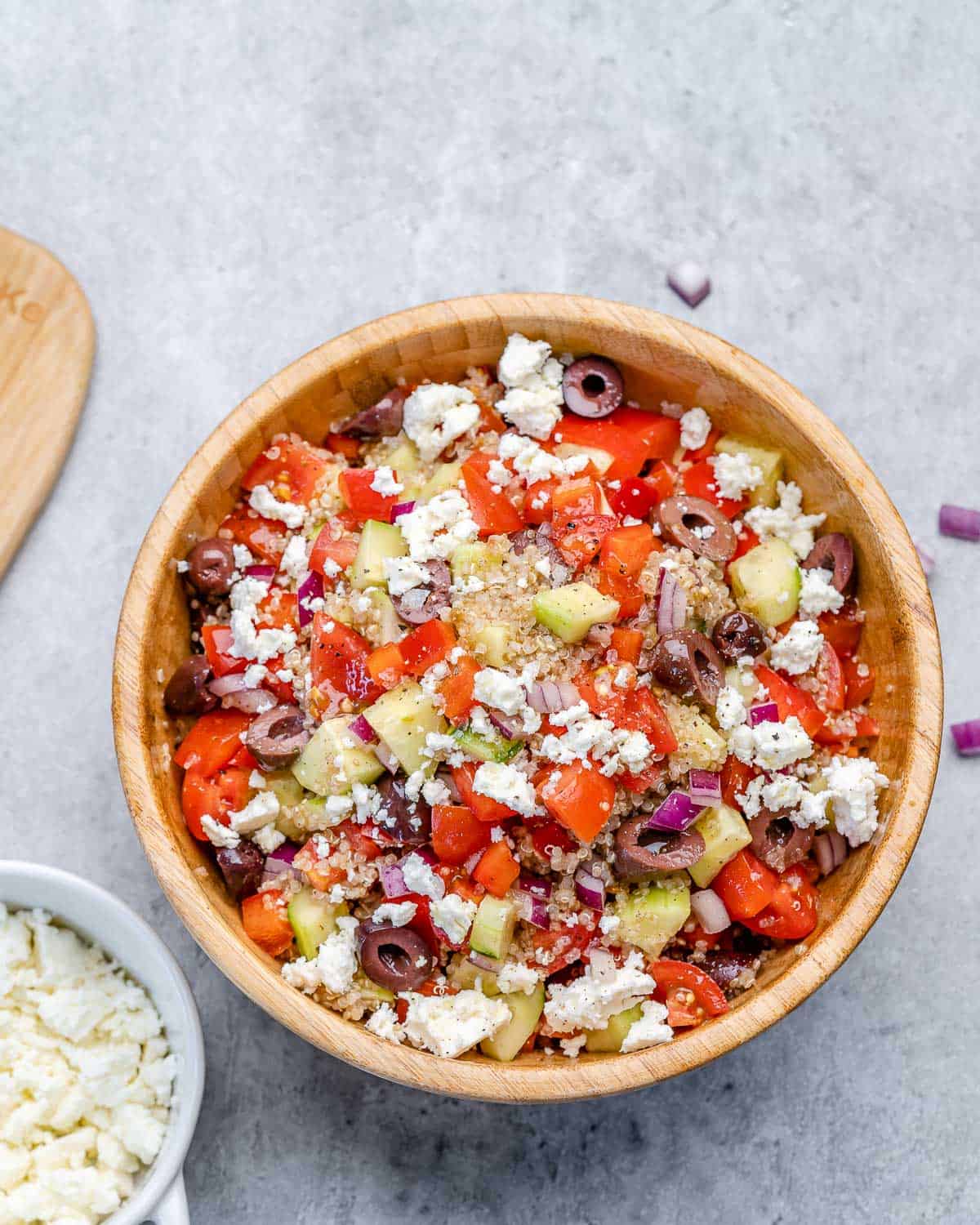 quinoa salad bowl with feta cheese 