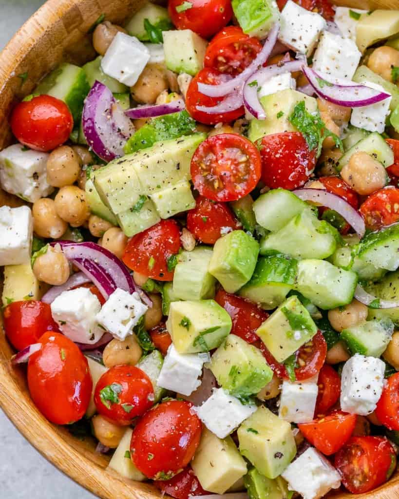 top view chickpea salad 