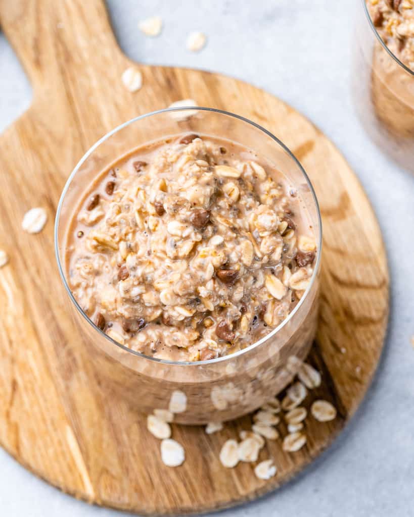 top view of a jar with overnight oats