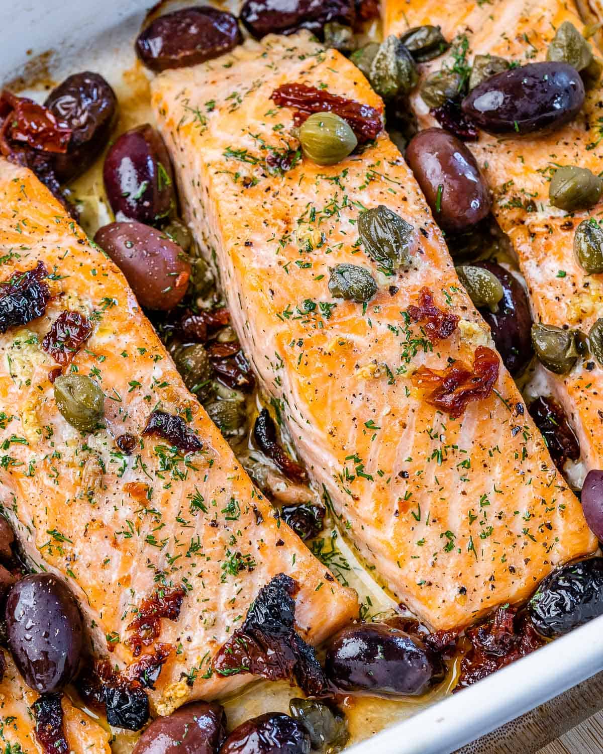 Easy Mediterranean Baked Salmon - Healthy Fitness Meals
