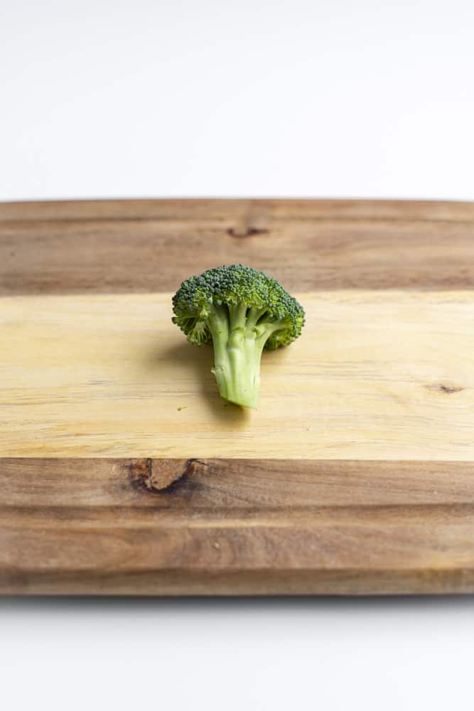 Broccoli floret with longer stem.