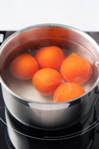 one pot of boiling hot water with tomatoes
