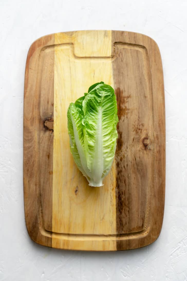 romaine lettuce on cutting board