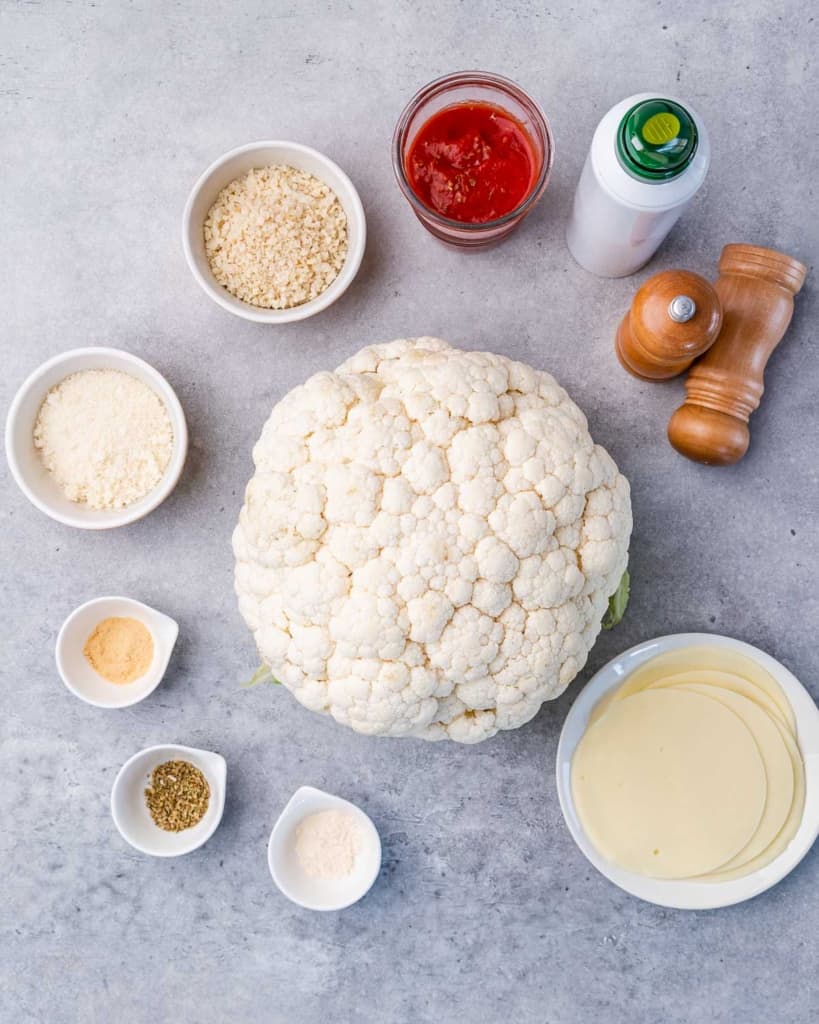 ingredients to make baked cauliflower parmesan