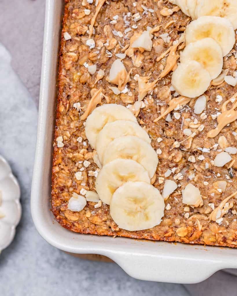 Peanut Butter Banana Baked Oatmeal - Healthy Fitness Meals - Banana Oat Mix For Fitness