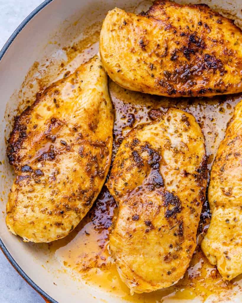 seared chicken breast on a skillet 