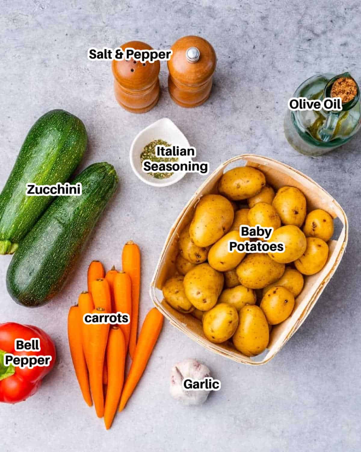 ingredients for roasted vegetables.