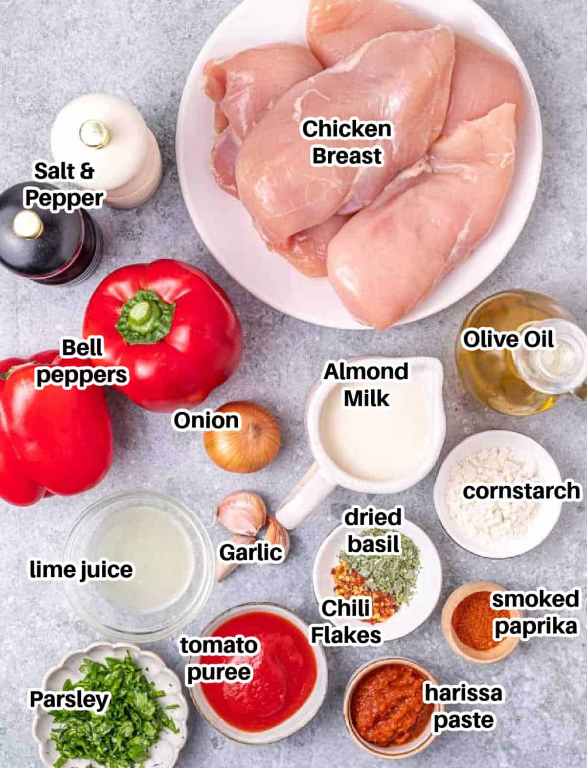 ingredients to make peri peri chicken.