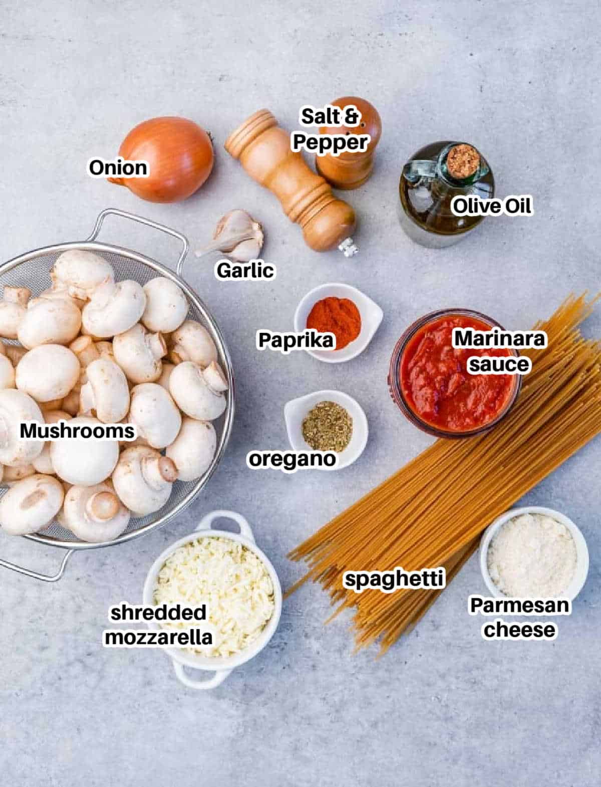 ingredients to make vegetarian spaghetti