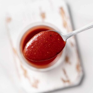 top view of spoonful or bbq sauce