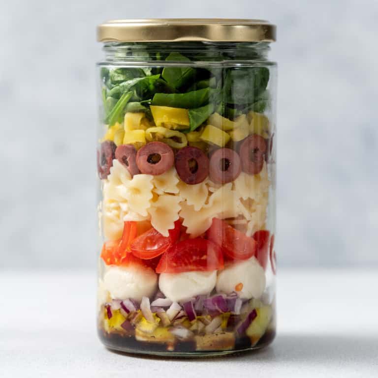 Vegetarian Italian Pasta Salad Jar - Healthy Fitness Meals