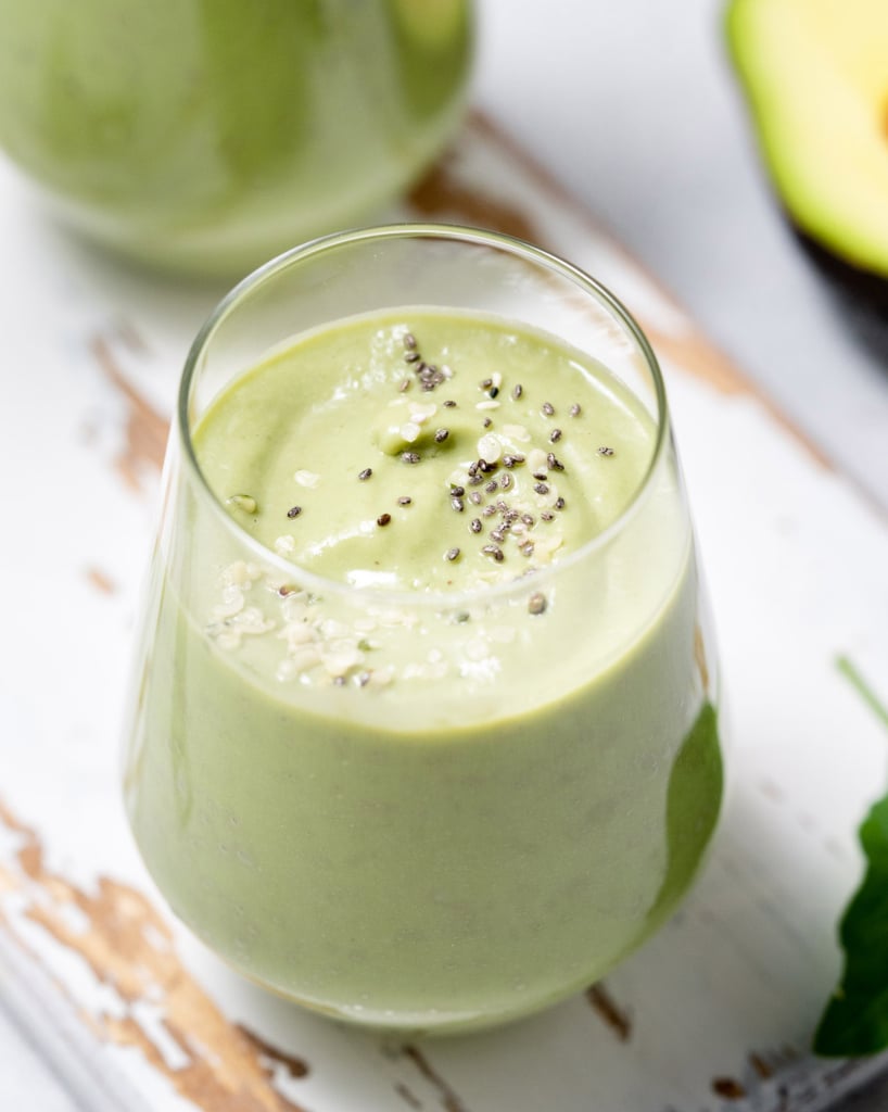 Green smoothie made with avocado and banana.