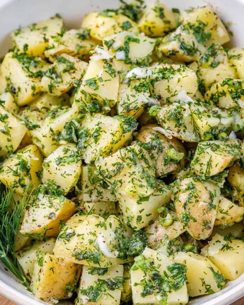Potato salad with herbs.
