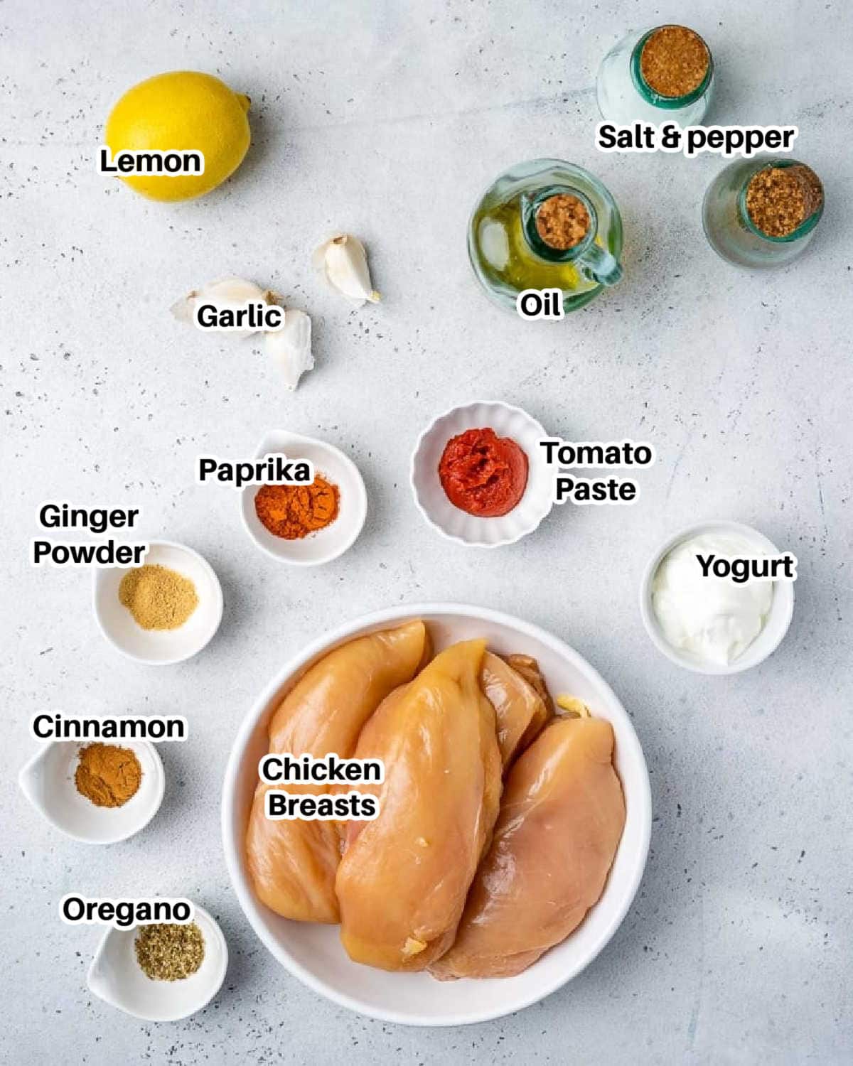 Ingredients to make chicken tawook.