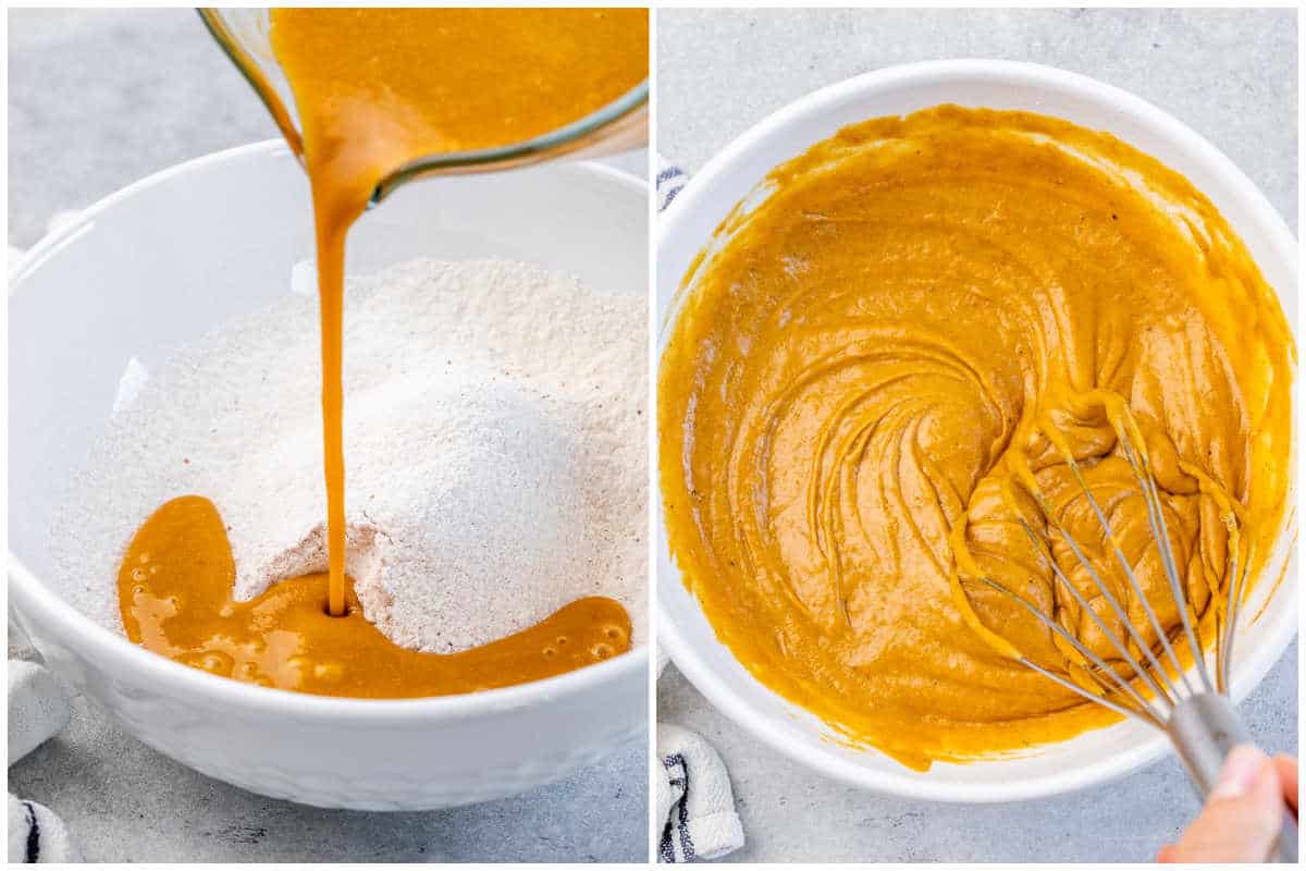 process shot to make the batter for pumpkin bread.