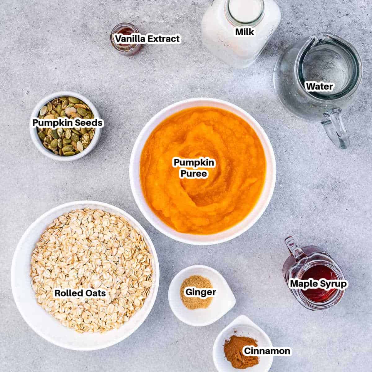 Ingredients for pumpkin oatmeal.