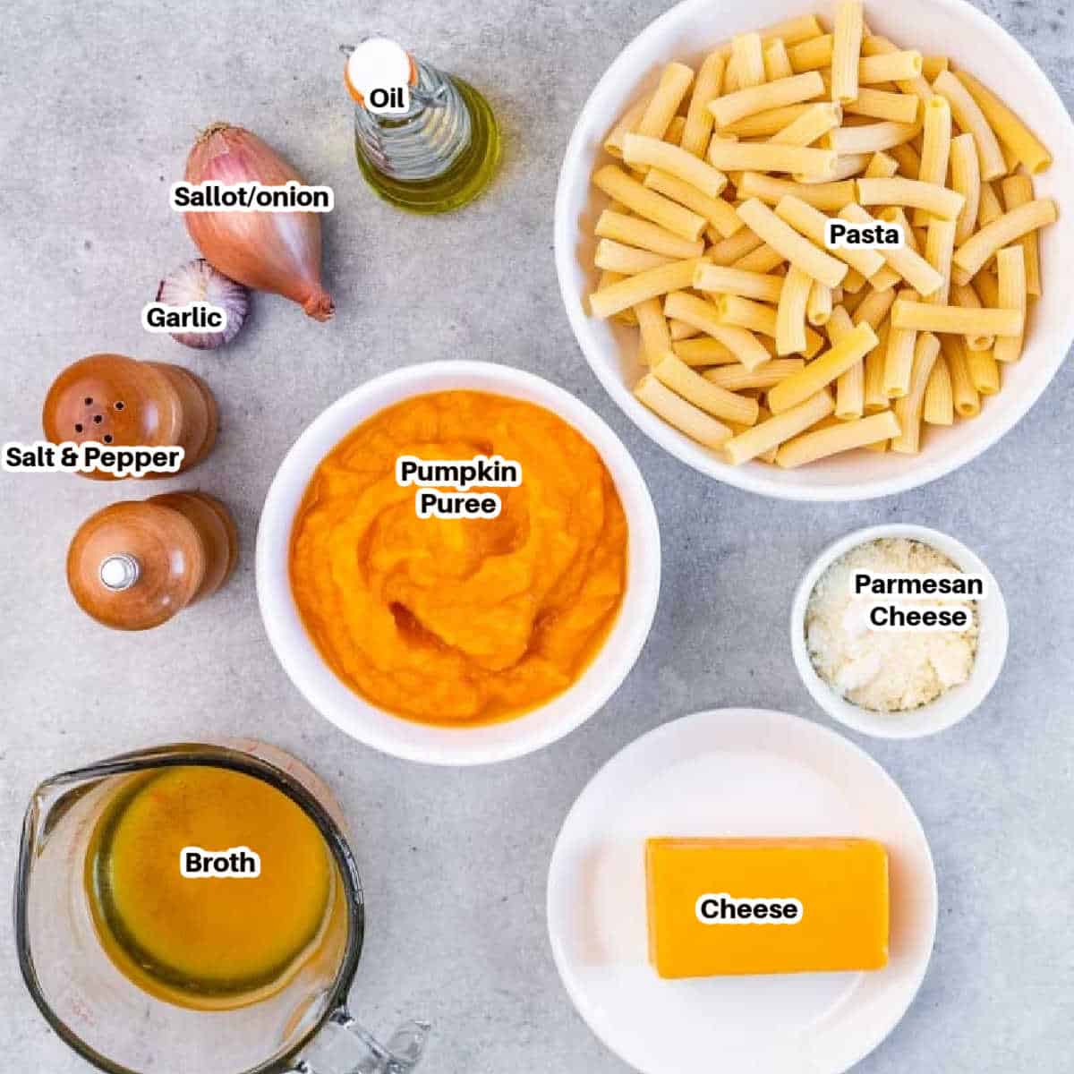 Ingredients for pumpkin pasta.