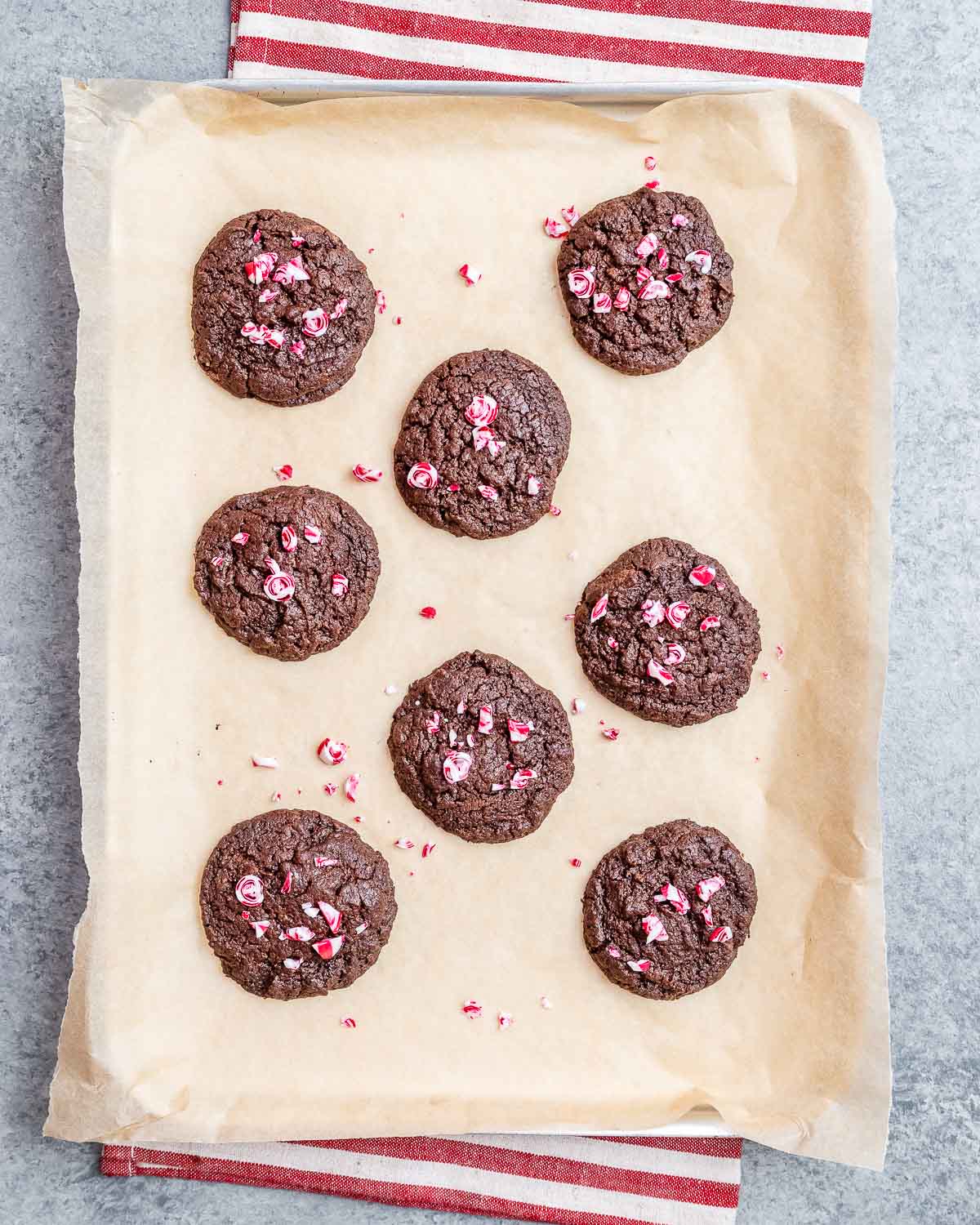 cooked cookies on a sheet pan.