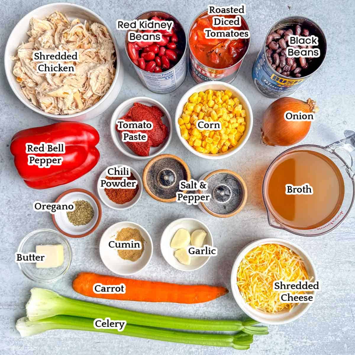 ingredients to make chicken enchilada soup.