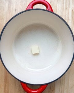 butter in a red pot.