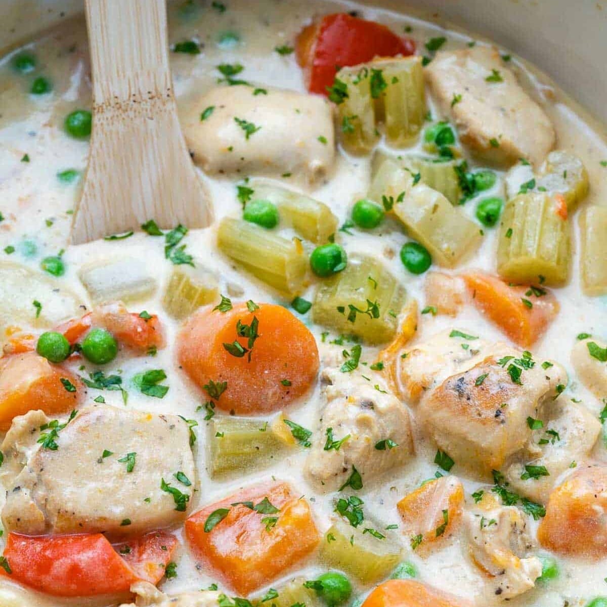 Chicken stew in a pot.